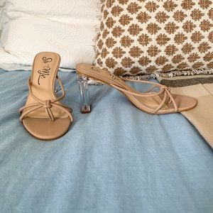 Lulus never been worn nude & acrylic heels